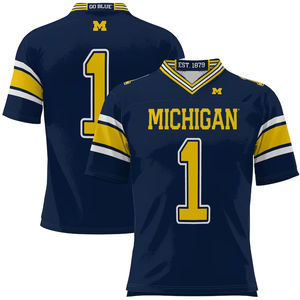 Vente en gros OEM/ODM Maillot de football personnalisé de haute qualité de l'Université de Michigan Wolverines - Bleu marine - Product Image 4