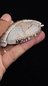 Custom FAME THE WORLD IS MINE'Globe Pendant in 925 Sterling <b>Silver</b> with Moissanite <b>Diamonds</b> Iced Out Hip Hop Statement <b>Necklace</b> - Product Image 5