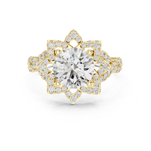 Anillo de Oro Amarillo de 14K con Diamante Redondo Cultivado en Laboratorio |   Anillo de Aniversario |   Diamante Cultivado Nuevo - Product Image 1