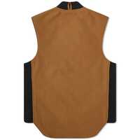 100% coton vêtements de travail gilet pour hommes Logo personnalisé matelassé doublure grandes poches contraste col fermeture éclair braguette pour vêtements d'extérieur d'hiver