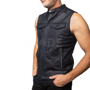 เสื้อกั๊กหนังสำหรับนักขี่จักรยานเสื้อมอเตอร์ไซด์สำหรับผู้ชายเสื้อกั๊กหนังระบายอากาศได้ดีดีไซน์ใหม่ - Product Image 5