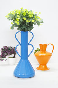 Jarrón de Piso con Recubrimiento en Polvo Estilo Europeo, Jarrón de Metal con Recubrimiento en Polvo Color Marfil Premium, Jarrones Decorativos Coloridos para el Hogar/Bodas, Jarrón Largo - Product Image 5