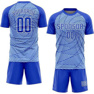 Uniformes de fútbol de color de servicios OEM de alta calidad, kits de fútbol de equipos, diseños de logotipo personalizados de secado rápido, cuello en V, Media manga Unisex - Product Image 3