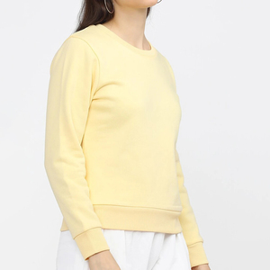 Sudadera Amarilla de Cuello Redondo para Mujer, Manga Larga, Tejida en Algodón, Informal, para Primavera - Product Image 5
