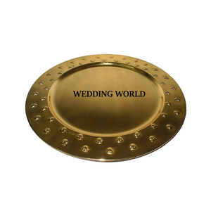 Assiette de service en métal gaufré Vaisselle finie en argent Designer Sous l'assiette Assiette de service en métal de luxe pour la maison et l'hôtel - Product Image 2