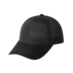 Casquette de baseball à séchage rapide 5 panneaux à la mode pour hommes 100% polyester velours Cool Mesh Curved Brim Snapback Laser Cut Design - Product Image 1