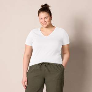 Camiseta de Algodón Suave y Ecológica para Mujer, Corte Ajustado, Cuello Redondo, Transpirable, para Verano, Proveedor al por Mayor de Fábrica - Product Image 5