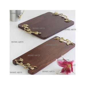 Bandeja de Madera para Servir con Diseño Admirable y Asas de Aluminio, Forma y Tamaño Personalizados, Bandeja para Servir Alimentos en India - Product Image 5