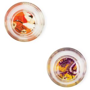 Set di 6 bicchieri in vetro resistente trasparenti con base multicolore Fuji di Excelsa, 34 cl (11,5 oz) Made in Italy Design moderno - Product Image 3