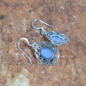 Meilleure qualité solide opalite laiteuse 925 boucles d'oreilles en argent Sterling Style Boho forme ovale belle pierre précieuse pour la fête - Product Image 4