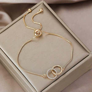 สร้อยข้อมือ Hallmark Elegant Link Circle สีเงิน ชุบทองและโรเดียม ทำจากโลหะผสมสังกะสี เหมาะสำหรับเป็นของขวัญ - Product Image 3