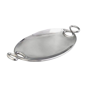 Bandeja de vajilla de Hotel de lujo, decoración de nuevo diseño, bandeja de postre de Material de aluminio plateado clásico con dos asas - Product Image 6