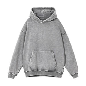 Sweat à capuche surdimensionné lavé à l'acide 500gsm en détresse lourd personnalisé vêtements à impression thermique vintage taille 6XL vente en gros - Product Image 3