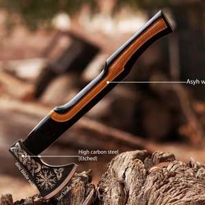 Hacha Tomahawk Artesanal de Acero Industrial con Alto Contenido de Carbono, Multiusos, para Camping, Supervivencia al Aire Libre, Mango de Madera de Palisandro, Cuero, 1.5 kg - Product Image 3