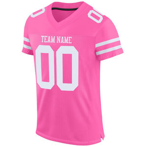 Conjuntos de Camisetas de Fútbol Americano Personalizadas con Nombre y Número del Equipo en Color Rosa y Blanco, Impresas por Transferencia de Calor, 100% Poliéster, Unisex, Talla Grande - Product Image 3