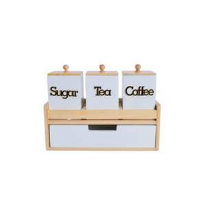 Aesthetic Wooden <b>Jar</b> <b>Set</b> Natural Storage Containers for Kitchen, Coffee, or <b>Spices</b> - Product Image 1