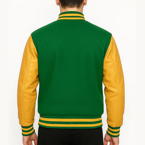 Chaqueta Universitaria de Béisbol Personalizada de Alta Calidad para Hombre, Mangas de Cuero con Parches Bordados en Chenilla - Product Image 3