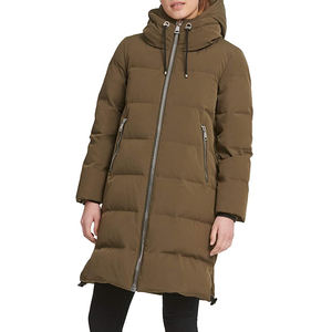 Chaqueta Larga Acolchada de Invierno 2025 para Mujer, Impermeable, de Lona Transpirable, Rellena de Algodón, con Capucha y Logotipo Personalizado - Product Image 1