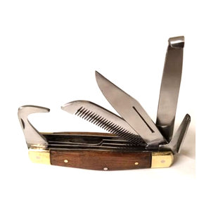 Cuchillo de pezuña de doble bucle en S, mango de madera con cuchillo de pezuña ovalado de bucle grande, herramienta de herrador, instrumento veterinario - Product Image 1