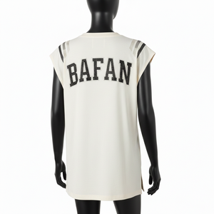 Camiseta sin Mangas para Mujer, de Alta Calidad, Algodón y Poliéster, Ligera, Transpirable, con Panel Lateral Cortado y Logotipo, Camisetas de Algodón para Mujer - Product Image 2