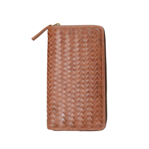 100% Genuine Leather Woven Zip Around Long <b>Wallet</b> <b>for</b> <b>Men</b> | Premium Leather Travel Organizer | <b>RFID</b> <b>Wallet</b> OEM ODM - Product Image 4