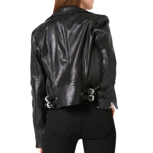 Abrigo de cuero completamente genuino con cremallera frontal para mujer, chaqueta de corredor de cuero transpirable para mujer, chaqueta universitaria con apariencia de ropa de calle - Product Image 3