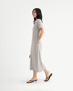 เดรสทรงตรงคอปกผ้าโพลีวิสโคผสมสแปนเด็กซ์ คุณภาพสูง ทรงเข้ารูป สไตล์ลำลอง ความยาวแม็กซี่ สีพื้น สำหรับผู้หญิง - Product Image 6