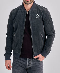 Veste en cuir suédé pour homme, fabrication OEM en gros, personnalisable, automne-hiver, grande taille, unie, style moto, veste bomber en suédé élégante - Product Image 3