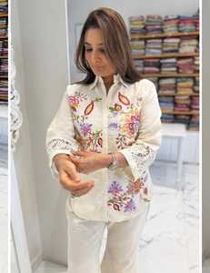 Verano algodón ganchillo encaje bordado trabajo Co ord conjunto muy cómodo India fabricante al por mayor juegos de cordones para las mujeres en la India - Product Image 2