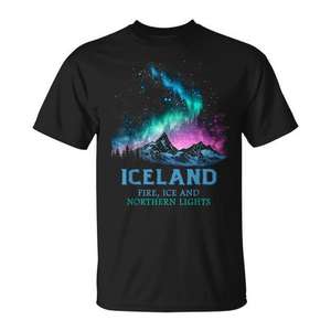 T-shirt Aurores Boréales d'Islande, design Feu et Glace - Product Image 1