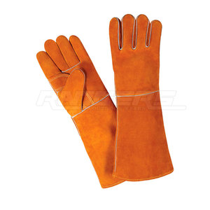 Gants de soudage en cuir rouge résistant à la chaleur travail de sécurité en peau de vache gants de soudage de Protection industrielle des mains - Product Image 6