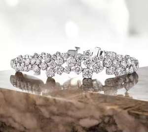 เพชรเม็ดกลม VVS น้ำแข็ง2มม. 3มม. 4มม. 5มม. สร้อยข้อมือเทนนิสสี925สเตอร์ลิงเงินสำหรับผู้หญิง - Product Image 6