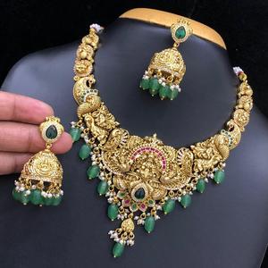 Conjunto de collar combinado chapado en oro con piedras CZ AD de diseño de calidad Premium polaco con pendientes para colección de bodas - Product Image 1