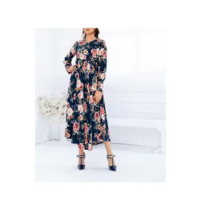 New Printing Spring European And American Style Swing Dress Floral Chiffon Western Style Dress