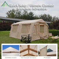 Grande tente gonflable portable et étanche de 13,68 m² pour le camping familial en extérieur, 3-4 personnes, quatre saisons, une chambre, un salon