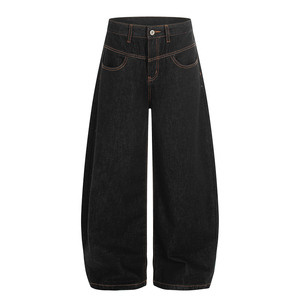 <span class=keywords><strong>Jeans</strong></span> in Denim Grezzo Nero Stile Americano con Taglio Curvo per Uomo e Donna, Pantaloni <span class=keywords><strong>Larghi</strong></span> e Comodi per Coppie, Pantaloni <span class=keywords><strong>Lunghi</strong></span> - Product Image 2