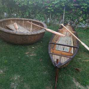 Handmade round Bamboo Boat with Durable Wood Hull Vietnam's Traditional Coastal Activity Vessel - Product Image 5