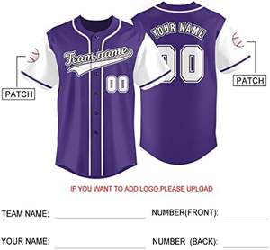 Custom Purple Baseball Jersey Button-Down Shirt Personalized Name and <b>Number</b> Men's & Women's Sportswear Uniform - Product Image 5