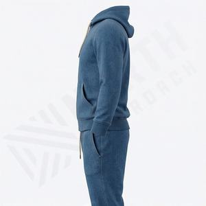 Survêtement pour homme à jambe fuselée ajustée, fermeture éclair intégrale, idéal pour les séances de sport, style streetwear moderne, vêtements de sport d'hiver - Product Image 3