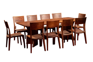 Juego de mesa de comedor de madera de nogal maciza de lujo para 10 personas Juego de comedor rectangular moderno de mediados de siglo Muebles para el hogar de PU Apartamento - Product Image 2