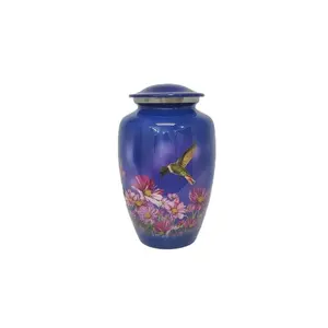 Urna Funeraria para Cenizas de Colibrí, Urna Conmemorativa Personalizada para Mujeres o Madres, Recuerdo Floral Morado para Cenizas Humanas - Product Image 1