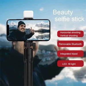 Trípode selfie stick profesional extensible de 3.3 pies con luz LED de relleno, control remoto inalámbrico para teléfonos celulares, material de aluminio. - Product Image 3
