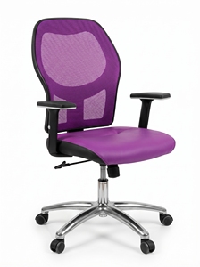 Silla de Oficina Ergonómica Moderna Roza, Ajustable, de Malla y Cuero, con Patas de Acero, para Estudiantes, Empleados, Oficina en Casa, Escuela, Taller - Product Image 5