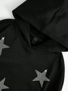 เสื้อฮู้ดดี้ผ้าผสมคอตตอนซิปหน้า สไตล์วินเทจสตรีทแวร์ ล้างสีแบบแอซิดวอช ประดับด้วยคริสตัลขนาดใหญ่แบบสั่งทำพิเศษ - Product Image 4