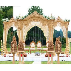 Mandap en fibre aspect bois pour mariage Gujarati, exporté par DST, tendance au Royaume-Uni, pour cérémonie de mariage hindou, décoration durable Mandapam, Caroline du Nord - Product Image 1