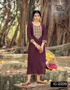 Kurtis fantaisie en rayonne ethnique avec broderie Costume de fête prêt-à-porter pour femme en grandes tailles disponibles divers modèles ethniques - Product Image 4