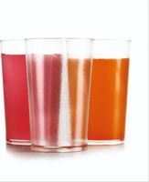 ANAX IMPEX Juego de 6 Vasos Cuadrados de Plástico Moderno con Efecto Cristal Escarchado, 400ml, Brillantes, Apilables, Aptos para Lavavajillas y Microondas