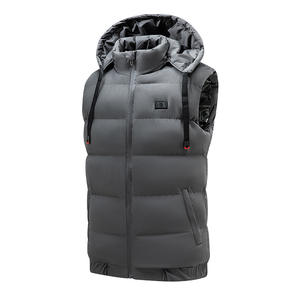 Custom <b>Lightweight</b> Waistcoat Warm Bubble Packable Sleeveless Jacket Adults <b>Men</b> Puffer Quilted Hooded - Product Image 2