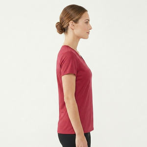 T-shirts personnalisés pour femmes, col en V, à carreaux, été, fabricant OEM ODM, fournisseur en gros, vêtements avec logo personnalisé, 100% coton respirant - Product Image 6