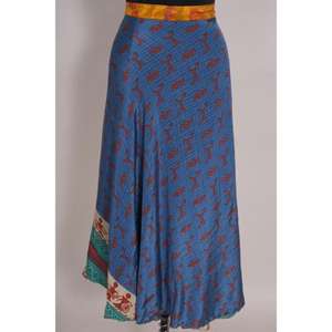 Reversible Magic Wrap <b>Skirt</b> Women Vintage Art Silk, 2 Layer Poly Silk <b>Long</b> <b>Skirt</b>, Multi Color Short Dress - Product Image 4